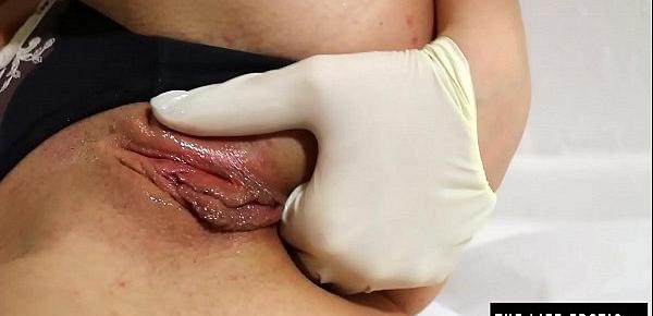  Horny doctor finger fucks her ass to orgasm
